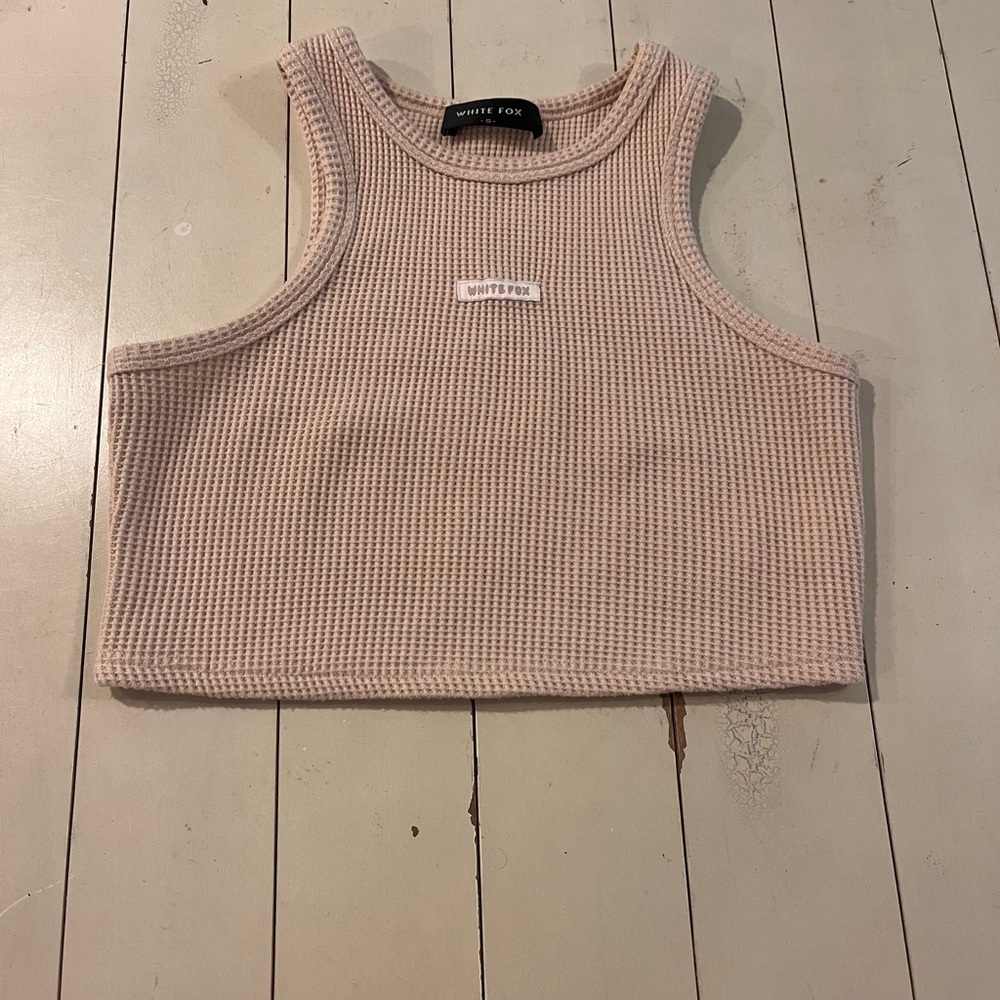 White Fox Boutique Cream Waffle Knit Top